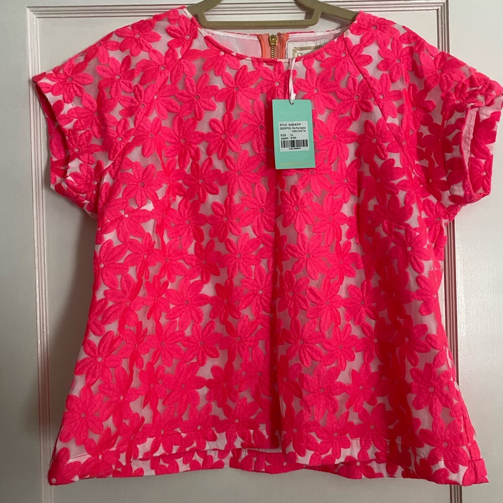 Bright Pink Organza Cotton Candy Sail to Sable Shirt